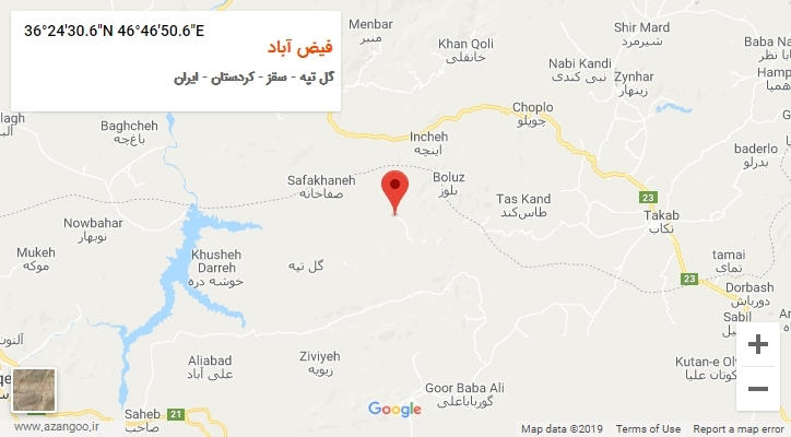 روستای فیض آباد بر روی نقشه