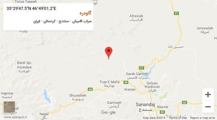 روستای گاودره بر روی نقشه