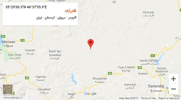 روستای قادرآباد بر روی نقشه