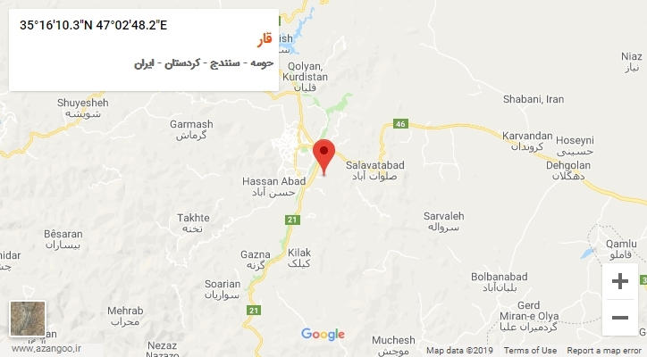 روستای قار بر روی نقشه