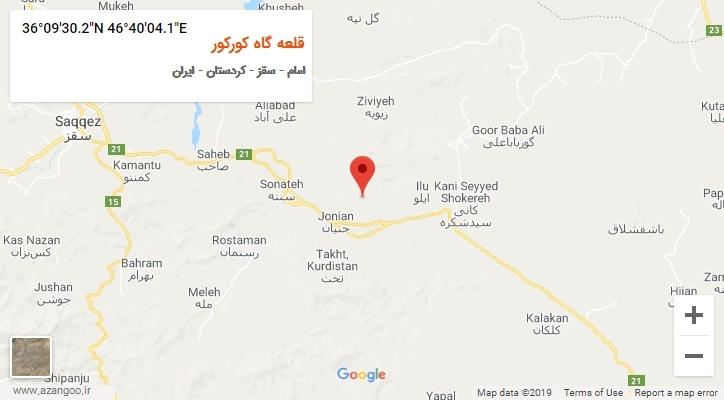 روستای قلعه گاه کورکور بر روی نقشه