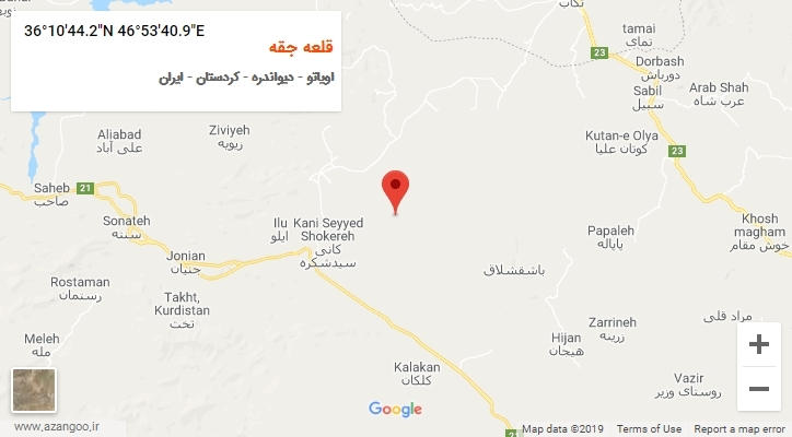 روستای قلعه جقه بر روی نقشه