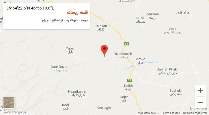 روستای قلعه ریحانه بر روی نقشه