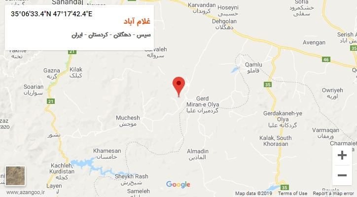 روستای غلام آباد بر روی نقشه