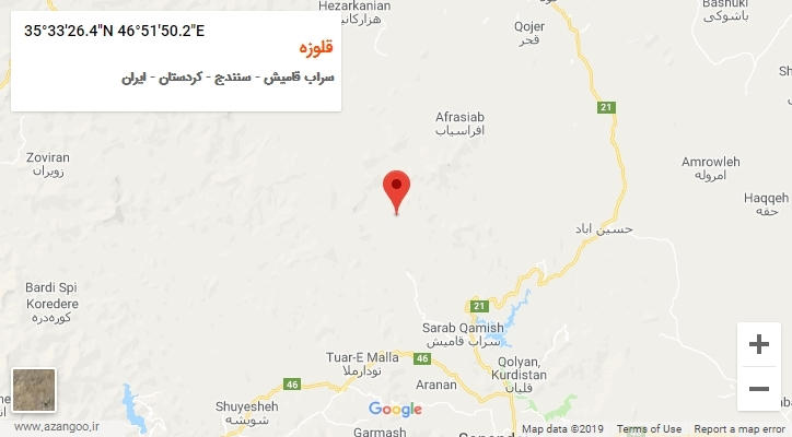 روستای قلوزه بر روی نقشه