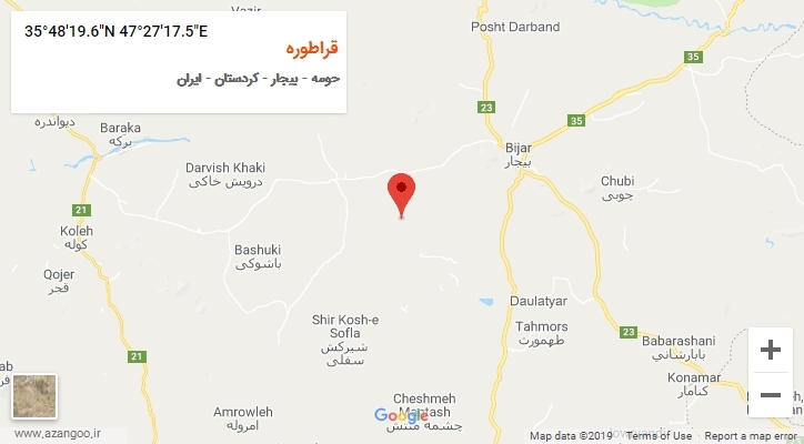 روستای قراطوره بر روی نقشه