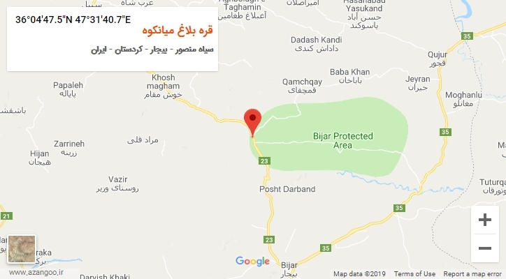 روستای قره بلاغ میانکوه بر روی نقشه