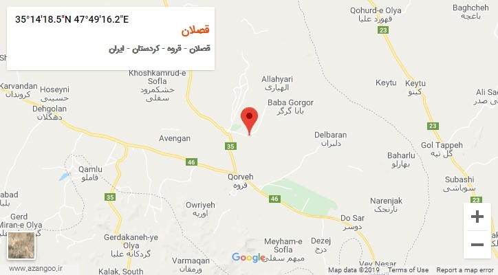 روستای قصلان بر روی نقشه