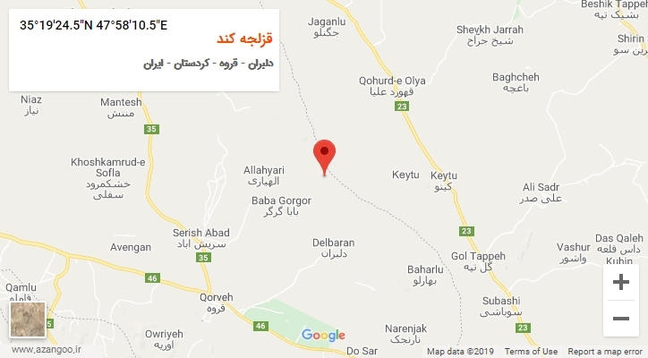 روستای قزلجه کند بر روی نقشه