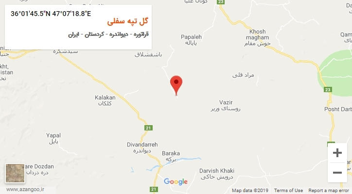 روستای گل تپه سفلی بر روی نقشه