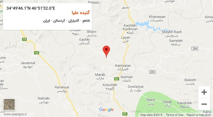 روستای گنبده علیا بر روی نقشه