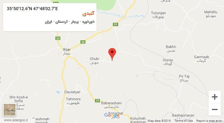 روستای گنبدی بر روی نقشه