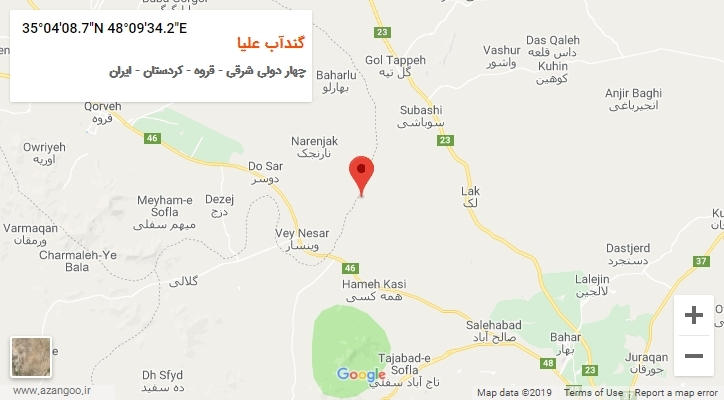 روستای گندآب علیا بر روی نقشه