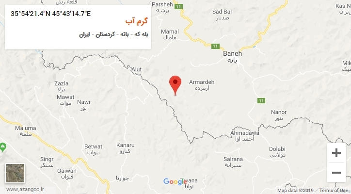 روستای گرم آب بر روی نقشه