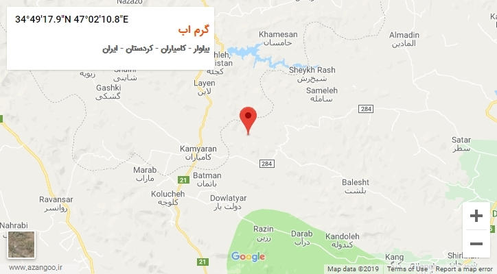 روستای گرم اب بر روی نقشه