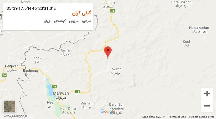 روستای گیلی کران بر روی نقشه