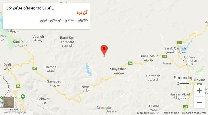 روستای گزردره بر روی نقشه