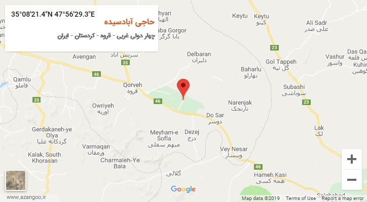 روستای حاجی آبادسیده بر روی نقشه