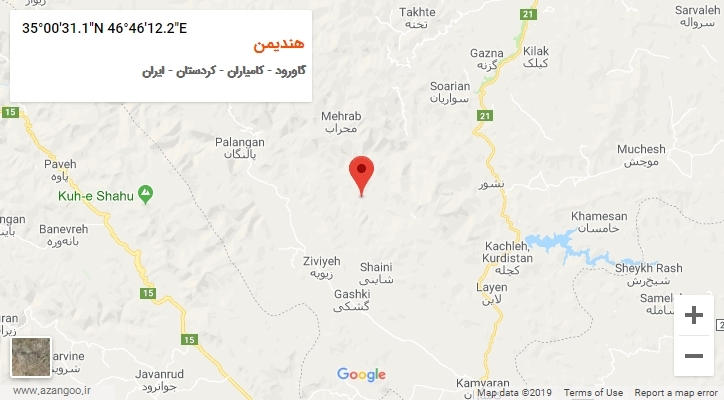 روستای هندیمن بر روی نقشه
