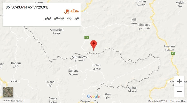 روستای هنگه ژال بر روی نقشه
