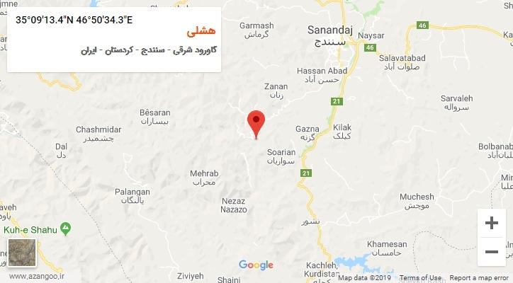 روستای هشلی بر روی نقشه