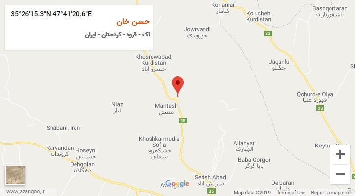 روستای حسن خان بر روی نقشه