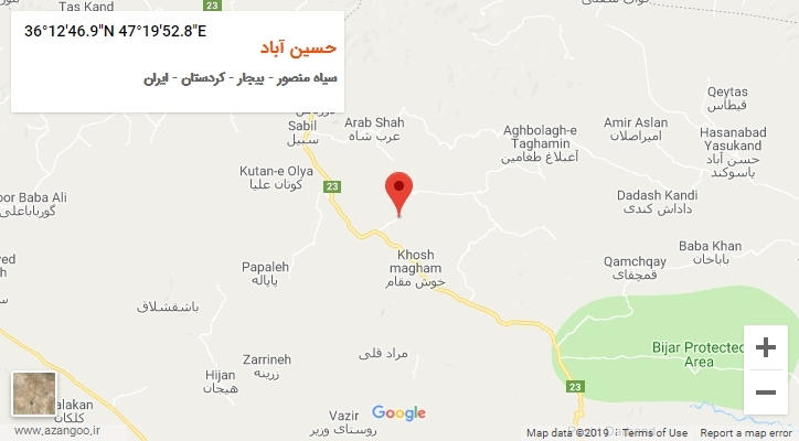 روستای حسین آباد بر روی نقشه