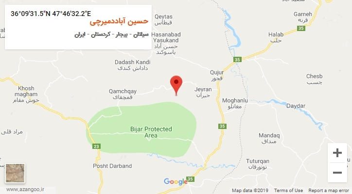 روستای حسین آباددمیرچی بر روی نقشه