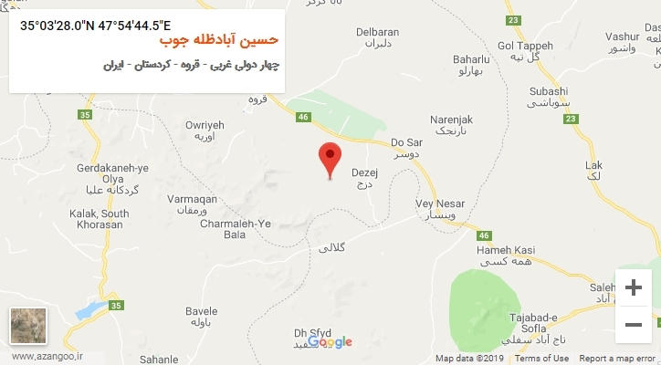 روستای حسین آبادظله جوب بر روی نقشه