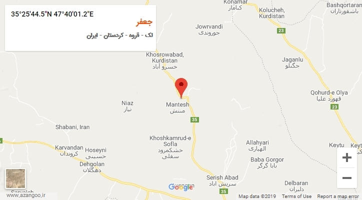 روستای جعفر بر روی نقشه