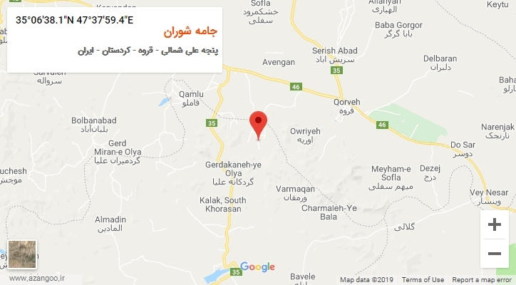 روستای جامه شوران بر روی نقشه