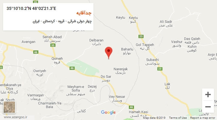 روستای جدآقایه بر روی نقشه