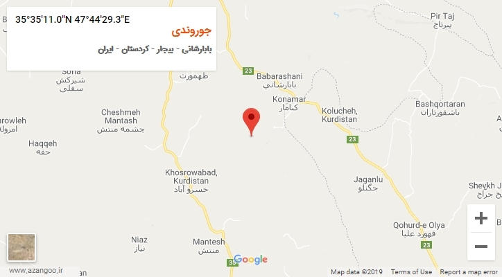 روستای جوروندی بر روی نقشه