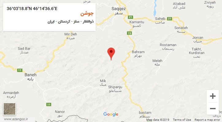 روستای جوشن بر روی نقشه