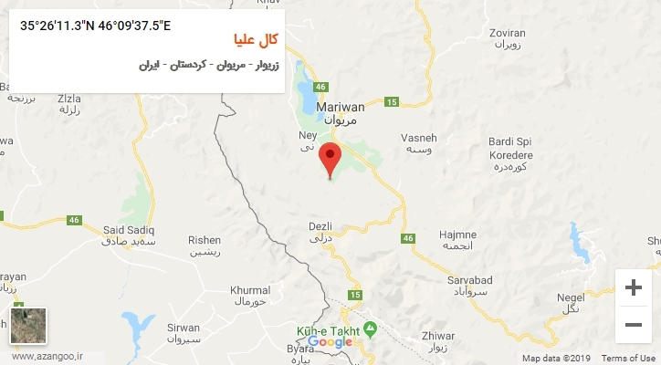 روستای کال علیا بر روی نقشه