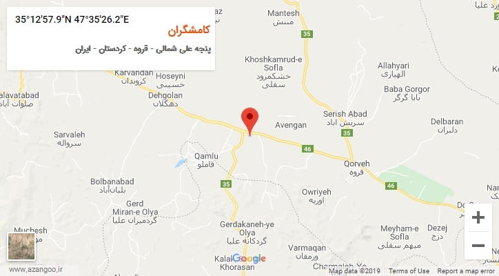 روستای کامشگران بر روی نقشه