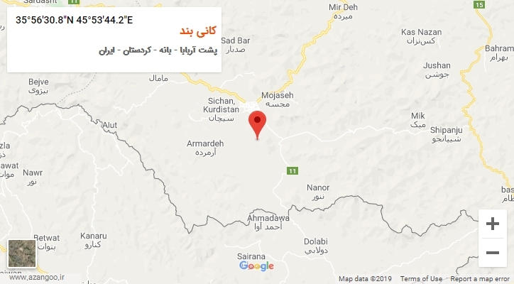 روستای کانی بند بر روی نقشه