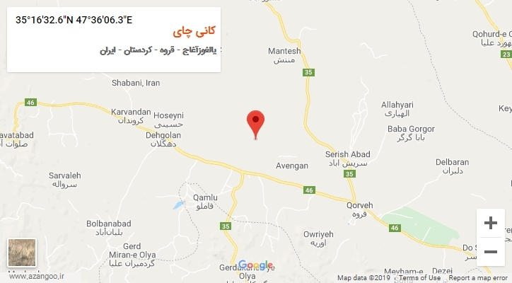 روستای کانی چای بر روی نقشه