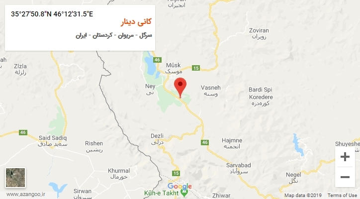 روستای کانی دینار بر روی نقشه