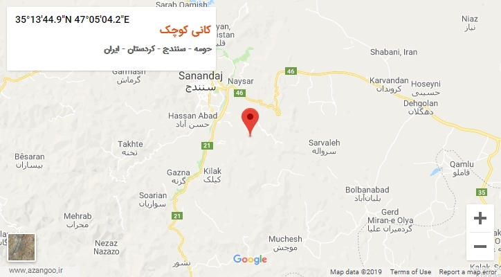 روستای کانی کوچک بر روی نقشه