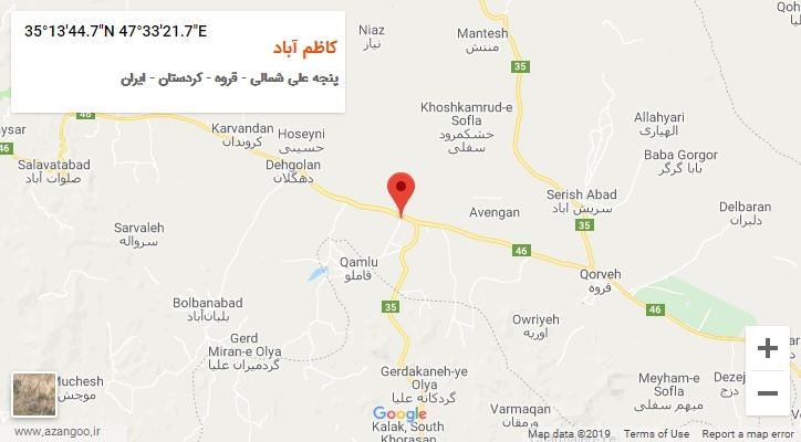 روستای کاظم آباد بر روی نقشه