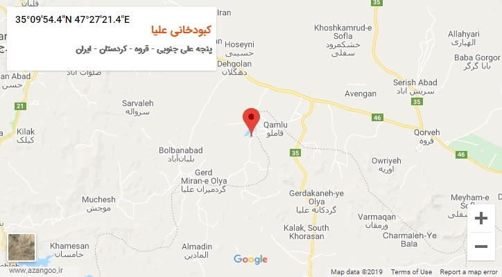 روستای کبودخانی علیا بر روی نقشه