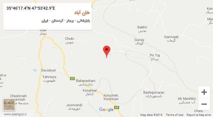 روستای خان آباد بر روی نقشه