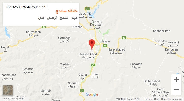 روستای خانقاه سنندج بر روی نقشه