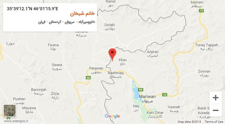 روستای خانم شیخان بر روی نقشه
