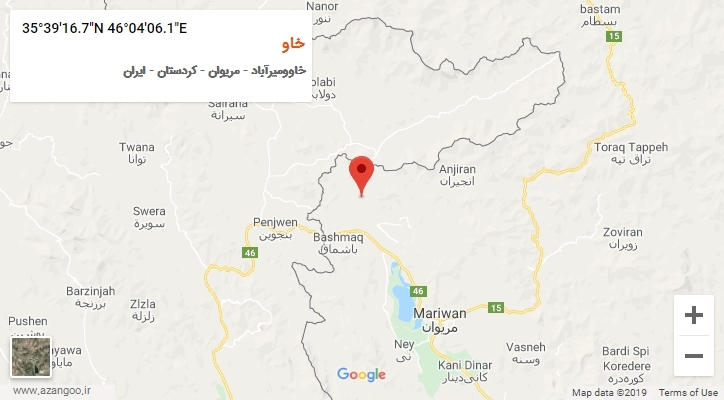 روستای خاو بر روی نقشه