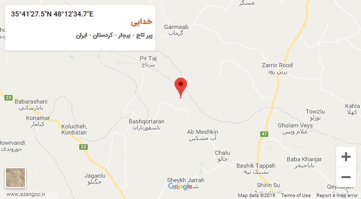 روستای خدایی بر روی نقشه