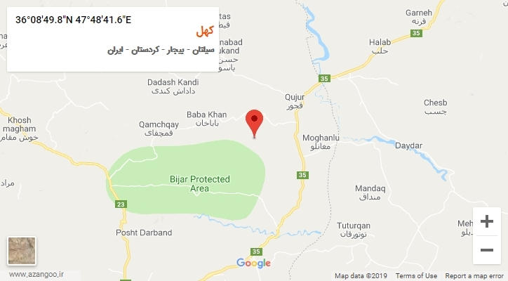 روستای کهل بر روی نقشه