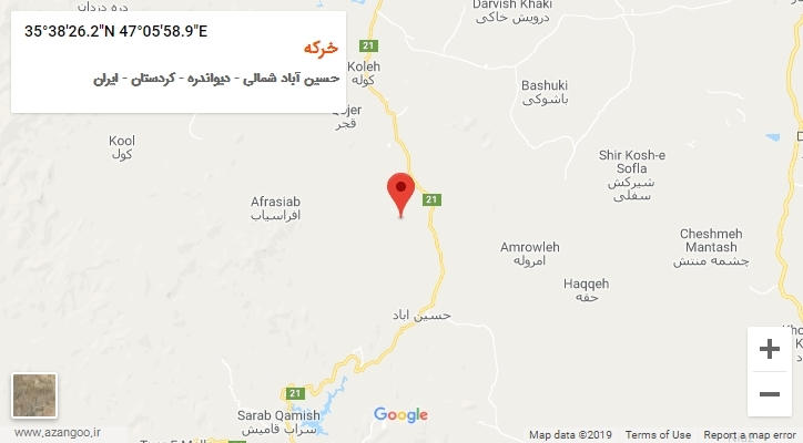 روستای خرکه بر روی نقشه