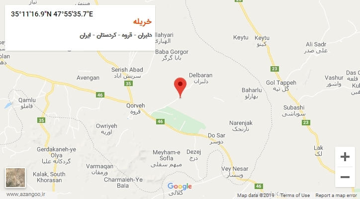 روستای خریله بر روی نقشه